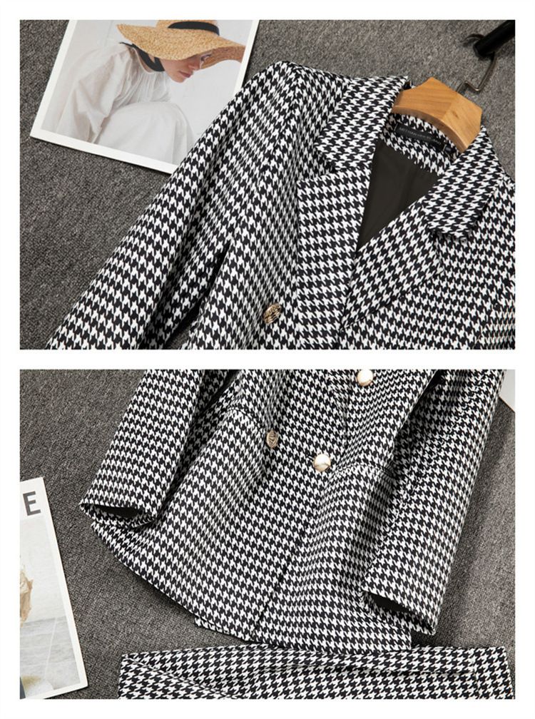 Damen-Zweireiher-Blazer mit Karomuster – Slim-Fit-Jacke für Frühling und Herbst (mehrere Farben und Größen)_voghion.com