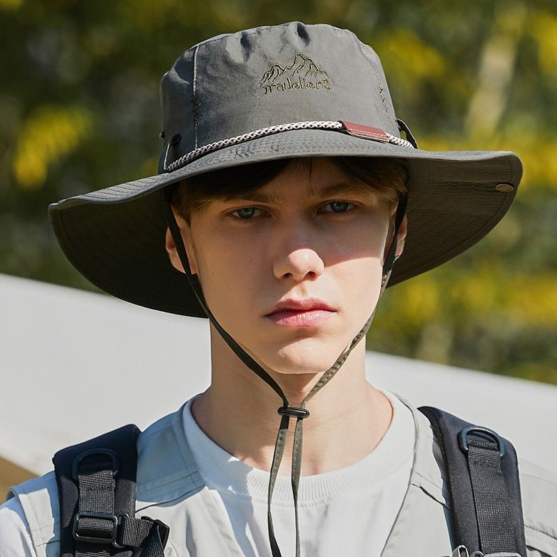 Neuheiten Outdoor-Eimer für Männer Frauen Breite Krempe Angeln Wandern Boonie Anti UV Sonnenkappe Faltbarer Klettern Jagd Fischerhut_voghion.com