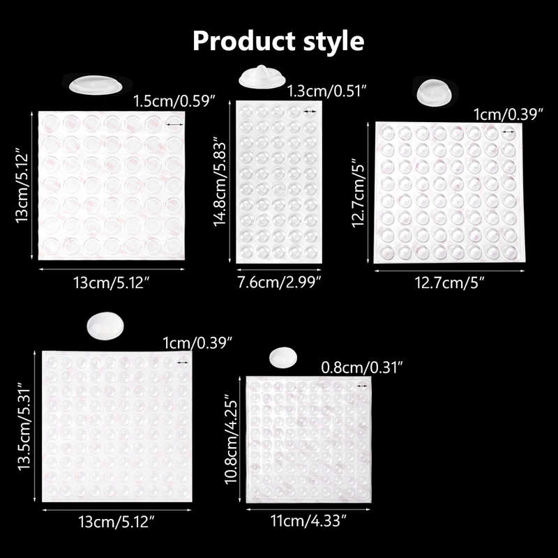 ETUUD Silicone 49-100pcs 5 Size Self Adhesive Damper Cushion Protective Furniture Hardware Rubber Cabinet Door Stopper Bumper_voghion.com