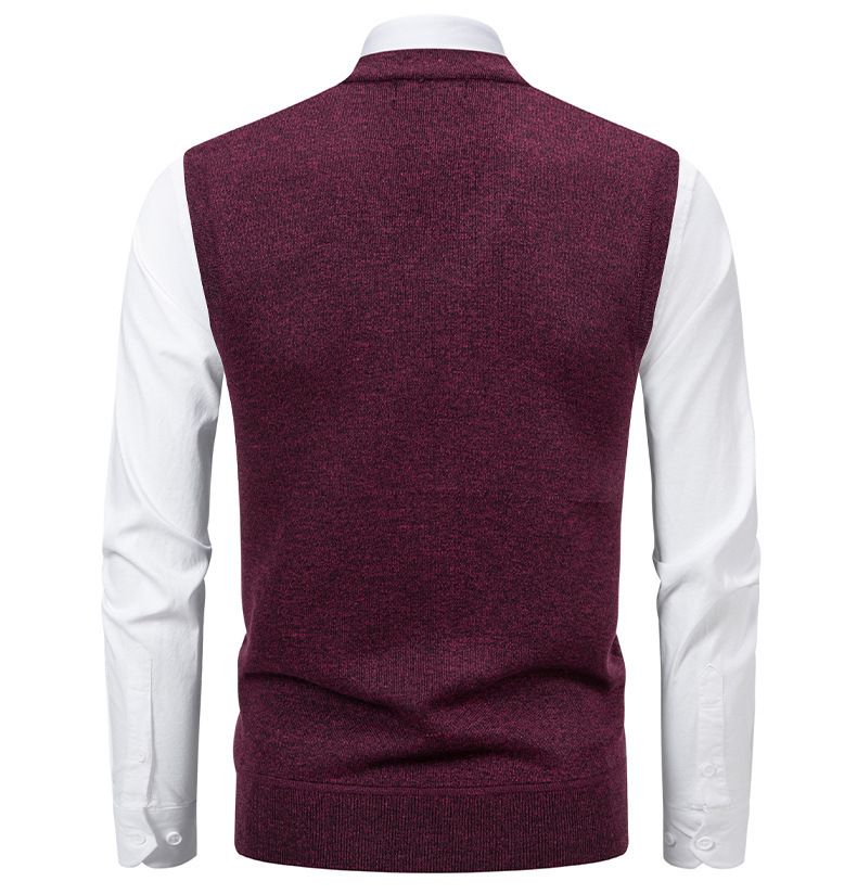 Herrenbekleidung Slim Fit Jacquard Pullover Weste Herren Slim Fit V-Ausschnitt Jacquard Pullover Weste, Strickpullover Ärmelloses Oberteil für Freizeitkleidung (L, XL, XXL)_voghion.com
