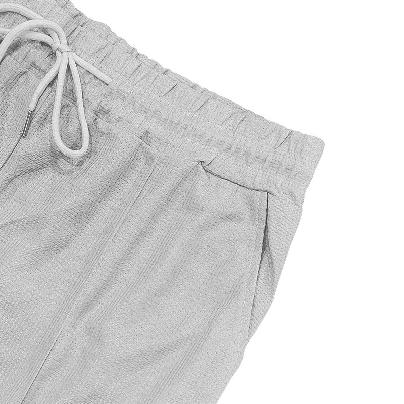 Cross-border Independent Station American Summer Casual Men's Tether Loose Henry Western Denim Waffle Short Sleeve Suit_voghion.com