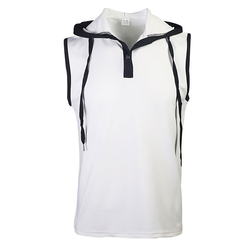 Sleeveless vest, shorts, T-shirt, solid color hooded tie up men's casual sports waffle set_voghion.com