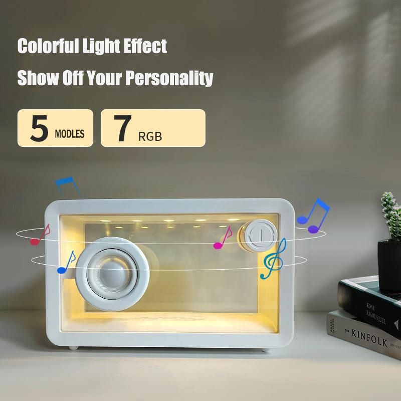 M8 Simple Fashion Transparent Bluetooth Speaker Subwoofer with Ambient Light(White)_voghion.com