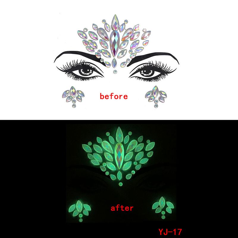 New EDM Face Sticker Diamond, Halloween Grimace Sticker Diamond Luminous Crystal, Between Eyebrows Sticker Luminous Face Sticker Masquerade_voghion.com