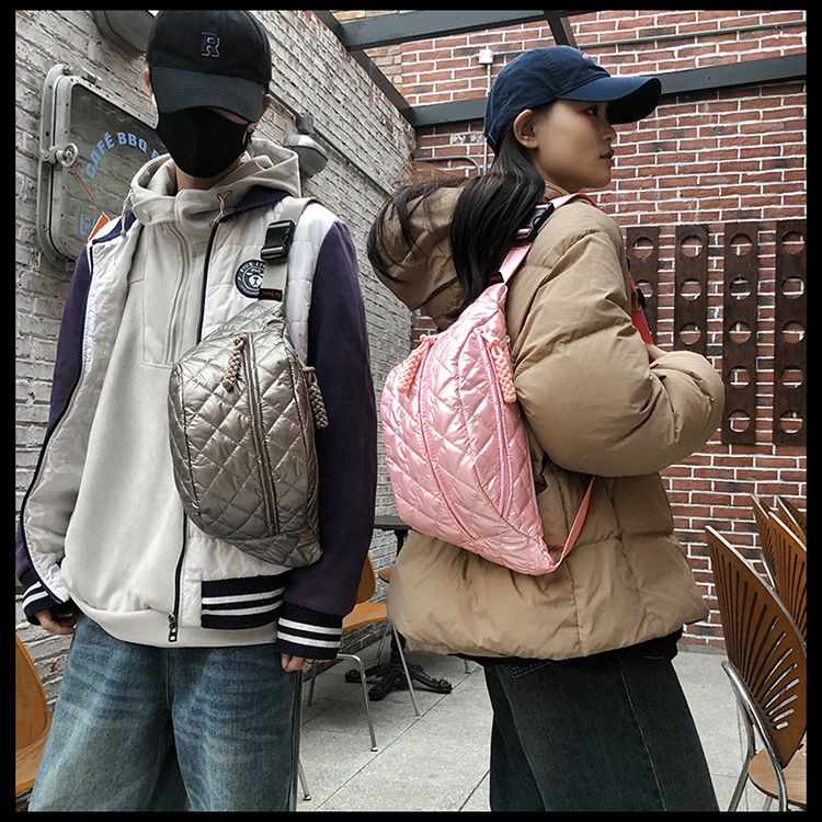 Winter New Women's Waist Bag Large Capacity Cotton Coat Crossbody Bag Fashion Waist Bag Diamond Embroidery Couple Chest Bag_voghion.com