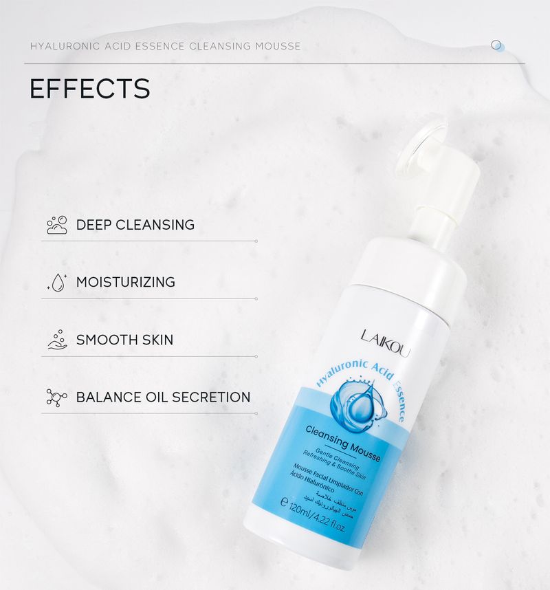 Detergenti Mousse detergente all'acido ialuronico 120 ml Nuova confezione Pulizia del viso Pori rinfrescanti Prodotti per la cura della pelle_voghion.com