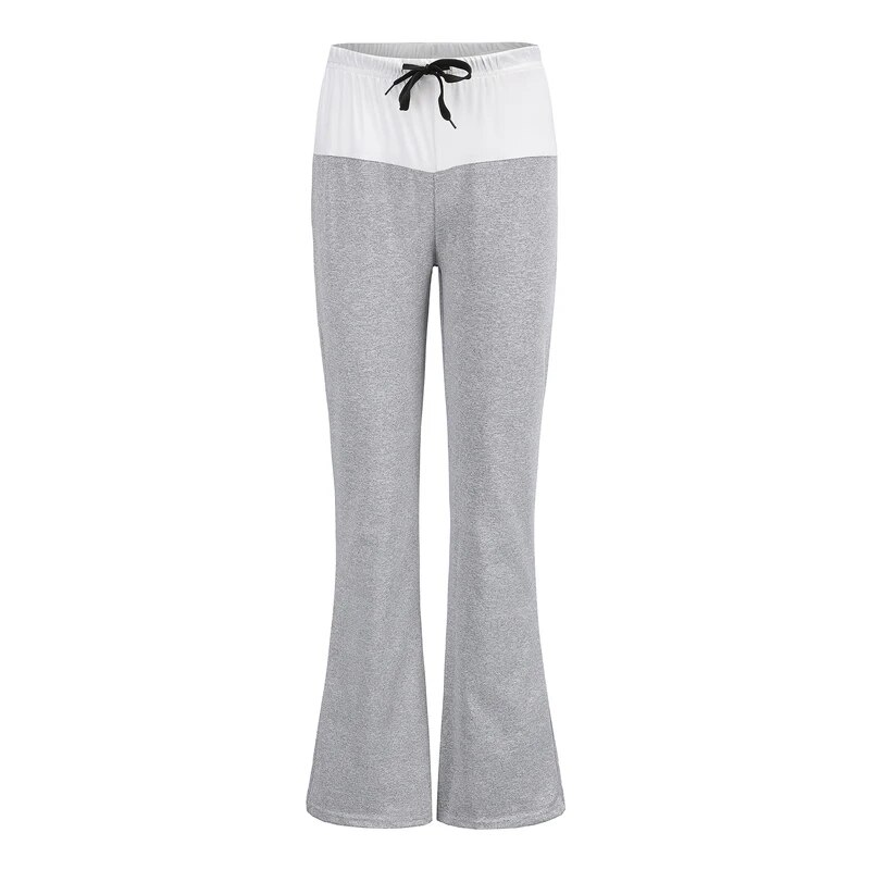 Vente chaude Large Jambe Danse Leggings Femmes Taille Haute Cordon Femelle Patchwork Décontracté Sarouel Lâche Sportwear Gympants_voghion.com