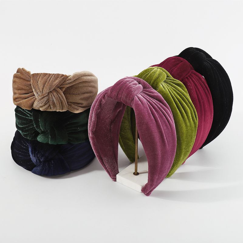 F4973 Herbst/Winter Neuer einfarbiger Haarreif, goldener Samtknoten, kleiner geometrischer Duft, trendiger Haarreif für Frauen_voghion.com