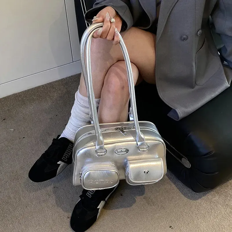 Borsa a tracolla retrò in pelle PU Y2k con tasca sotto le ascelle, borsa a mano Er Y Chic Casual Satchel Hobo 250526_voghion.com