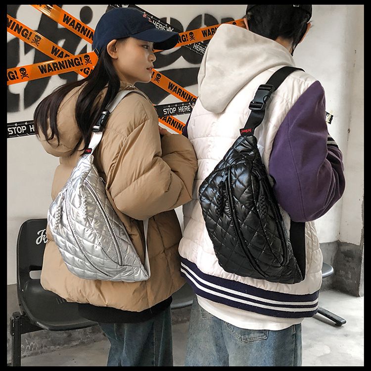 Winter New Women's Waist Bag Large Capacity Cotton Coat Crossbody Bag Fashion Waist Bag Diamond Embroidery Couple Chest Bag_voghion.com