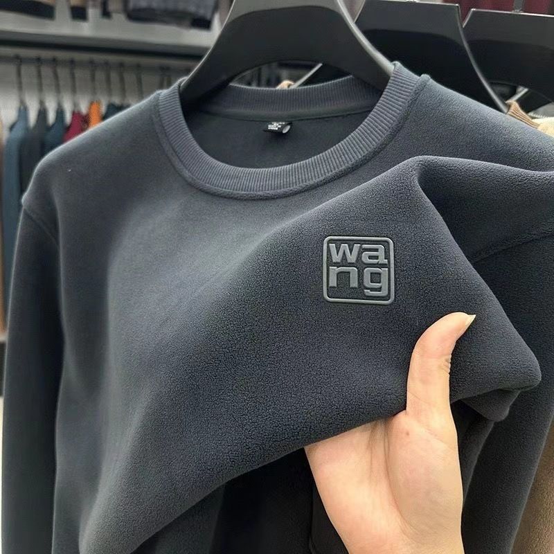 Australische Wintermode plus dickes warmes Oberteil für Herren, einfarbig, lässig, locker, Rundhals-Fleece-Kapuzenpullover_voghion.com
