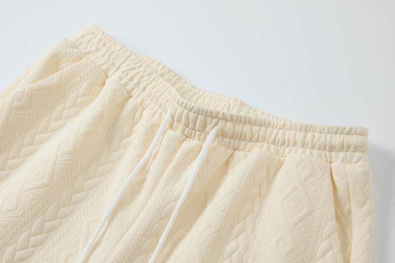 Herrenbekleidung Modetrend Freizeit Sport Strickmuster Kurzarm Zweiteiliger Anzug_voghion.com