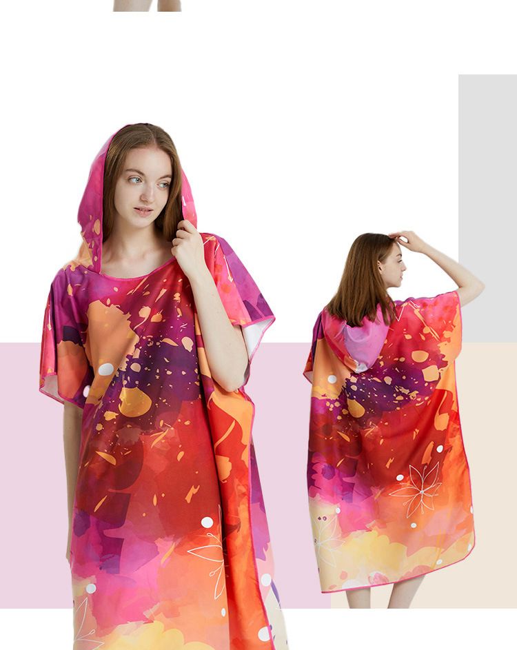 Schnelltrocknender Poncho mit Kapuze aus Mikrofaser – leicht und saugfähig für Strand, Pool, Fitnessstudio und Reisen, vielseitig einsetzbarer Umkleidemantel_voghion.com
