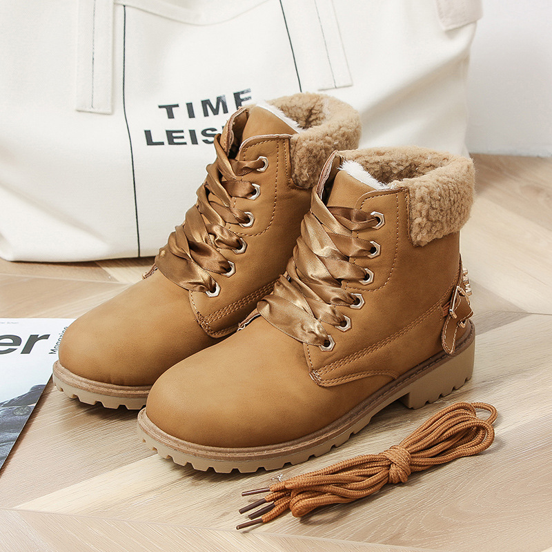 Femme bottes de travail en cuir décontracté Chic talon haut bout rond bout pointu à lacets fêtes événements formels chaussures chaussures_voghion.com