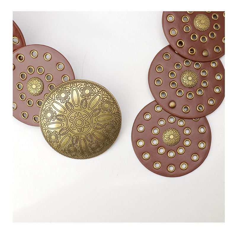 Breiter Damengürtel, runder, hohler Taillengürtel, modisch und vielseitig, Western-Cowboy-Stil für Kleider_voghion.com