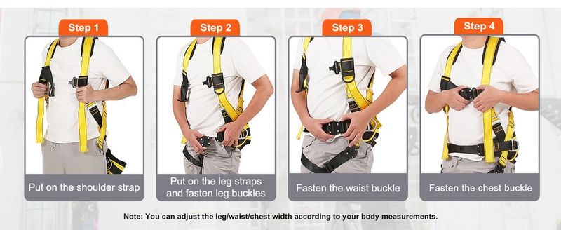 VEVOR Safety Harness, Full Body Harness, Safety Harness Fall Protection With Added Padding, And Side Rings And Dorsal D-Rings And A Lanyard, ANSI/ASSE Z359.11-2014, 240 Lbs Max Weight, M_voghion.com