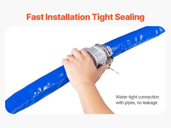 VEVOR Backwash Hose 2 In X 100 Ft Blue High Quality Hose Complete Fittings_voghion.com