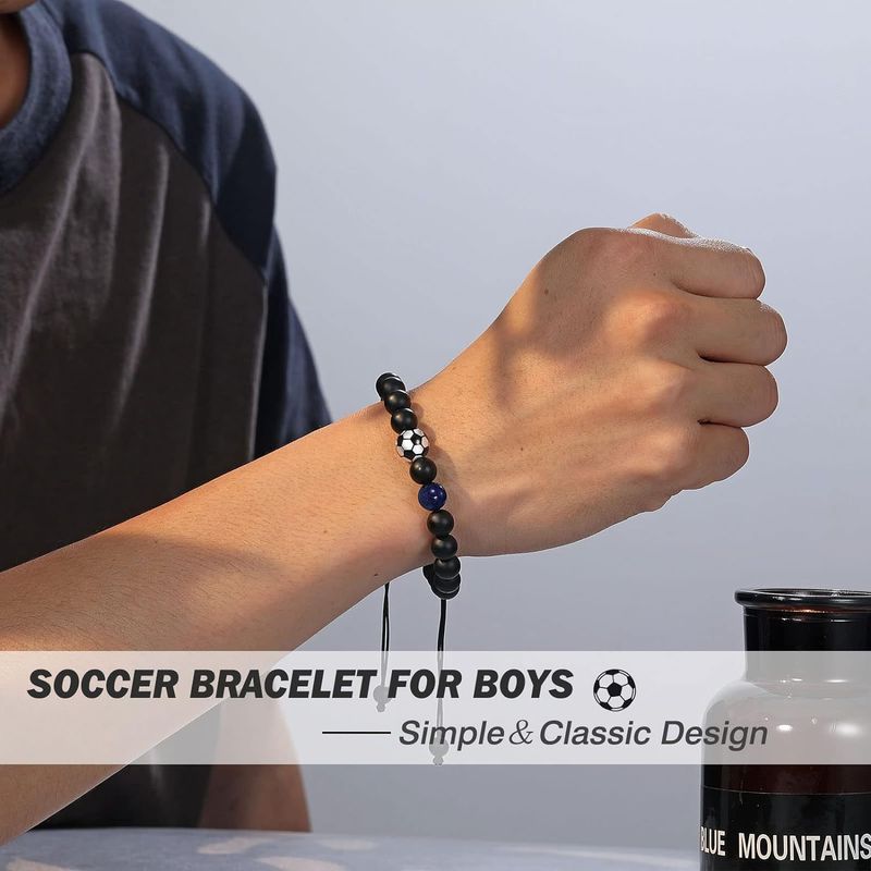 Football Beaded To My Son Gift Black Matte Rugby Basketball Tiger Eye Stone Baseball Bracelet_voghion.com