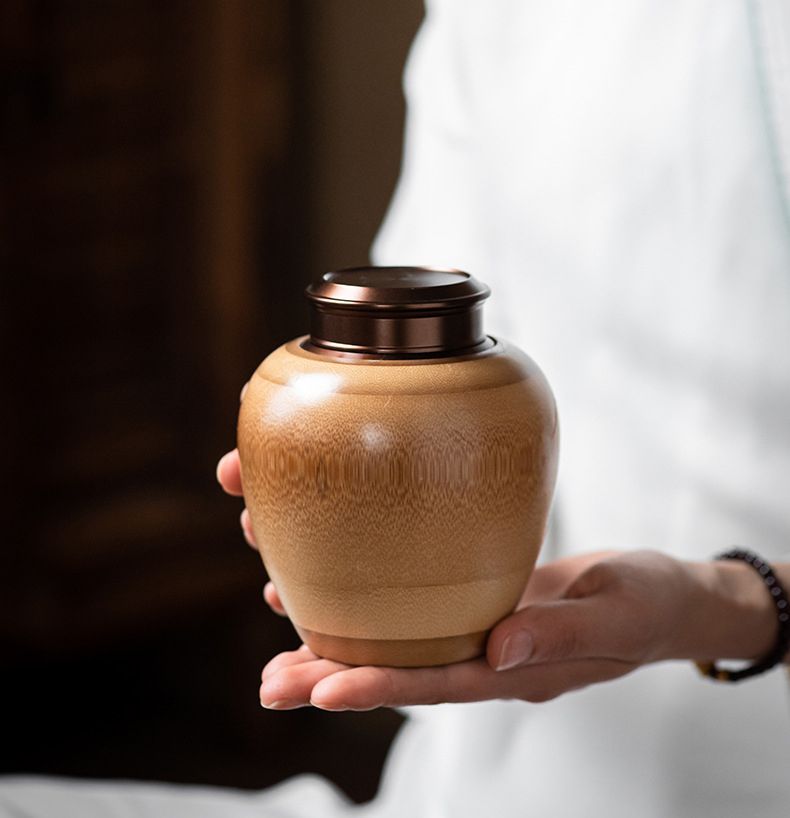 Bamboo Sealed Tea Caddy Handmade Wood Chinese Style Bamboo Container Portable Bamboo Tea Canister for Household Use_voghion.com