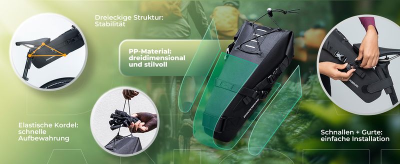 Borsa da sella ROCKBROS 3L, borsa portapacchi per bicicletta, borsa da viaggio per biciclette_voghion.com
