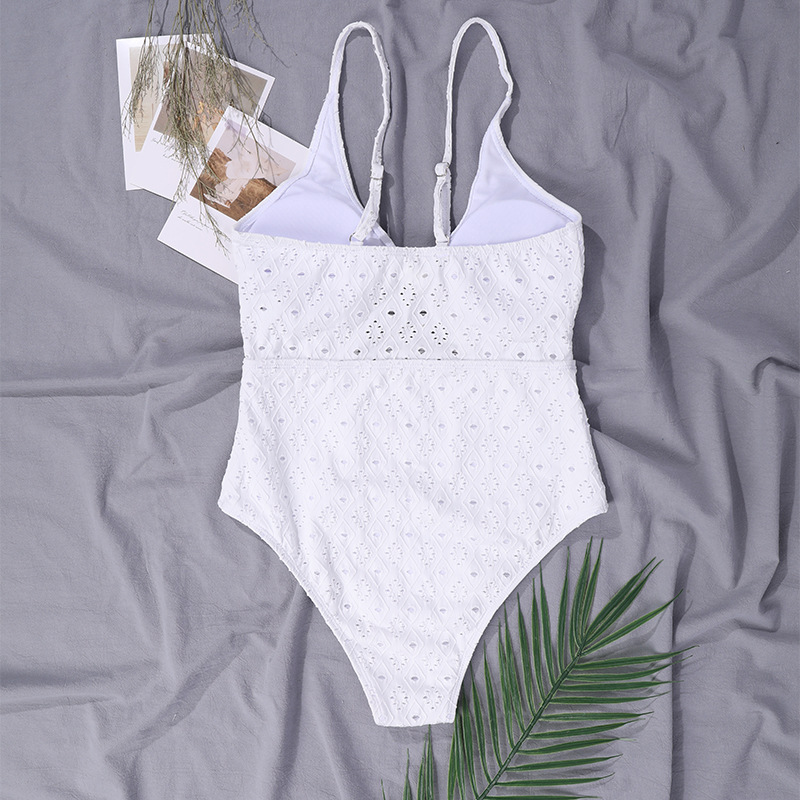 Maillot de bain une pièce pour femmes, couleur unie, ajouré, style européen et américain, avec coussinet de poitrine, sexy, moulant, dos nu_voghion.com