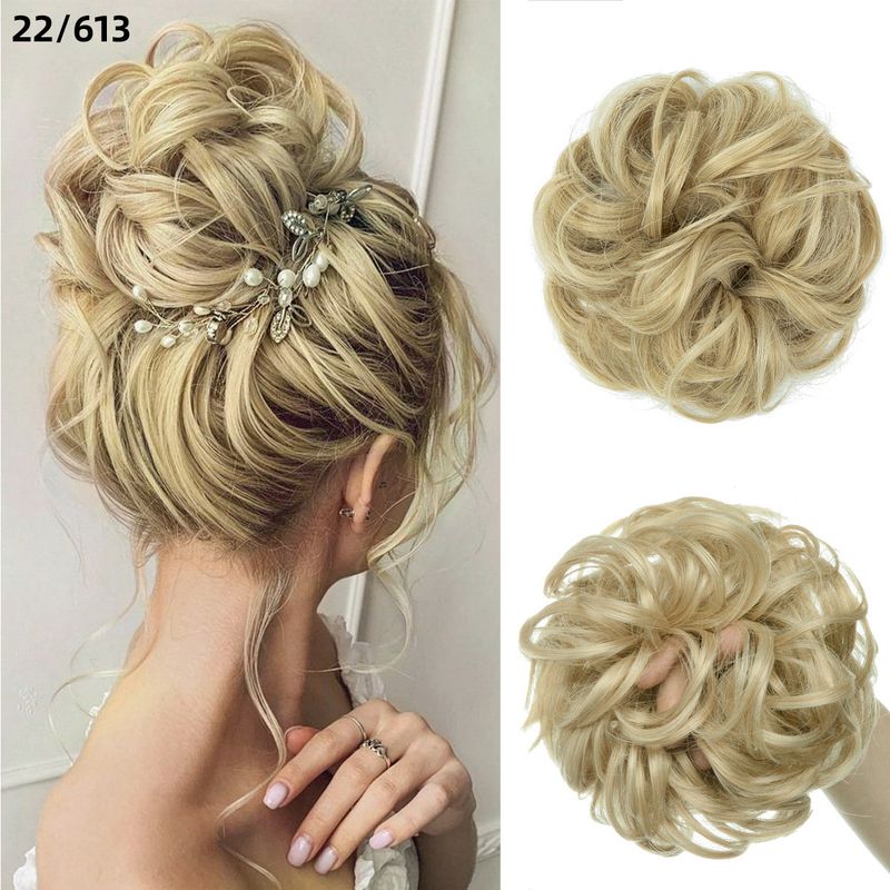 wig female flower bud ball head chemical fiber invisible fluffy natural long beard wig hair ring_voghion.com