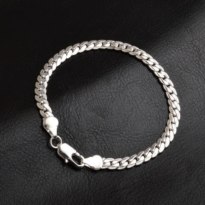 Silver Plated Side Bracelet For Men Women, Korean And Japanese Style, Unique Cool Hip-Hop Ins Niche Simple Design 5MM_voghion.com