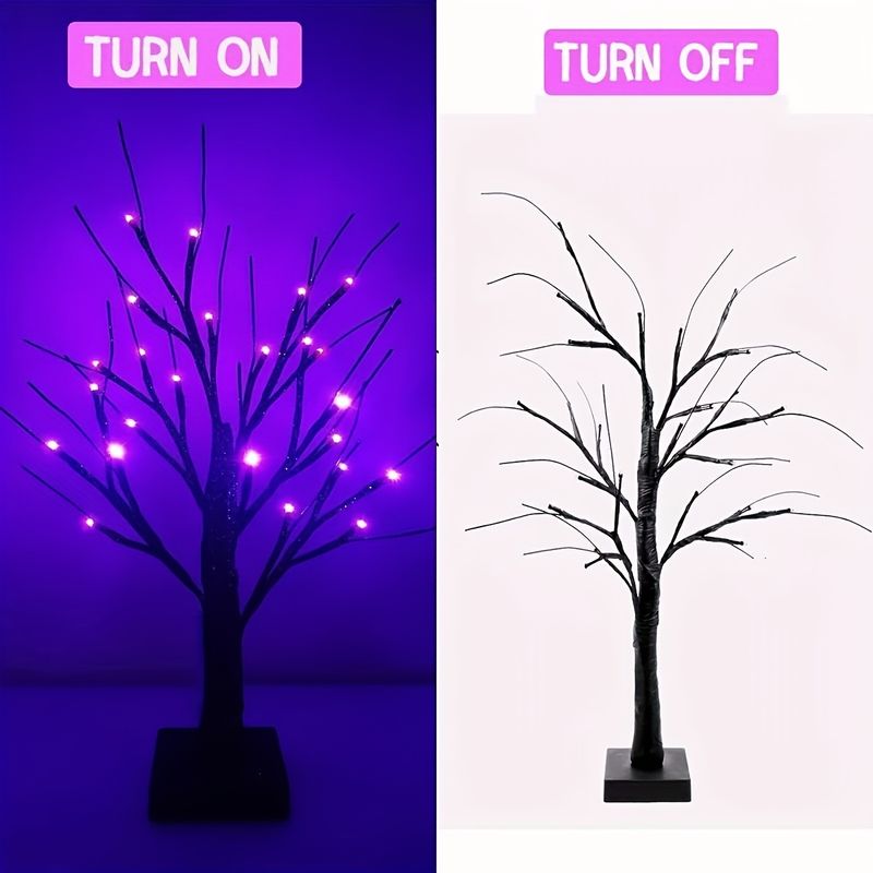 1 peça de luzes LED de estilo clássico para decorar árvores de mesa de Halloween e Natal, suporta pilhas AA (exceto)_voghion.com