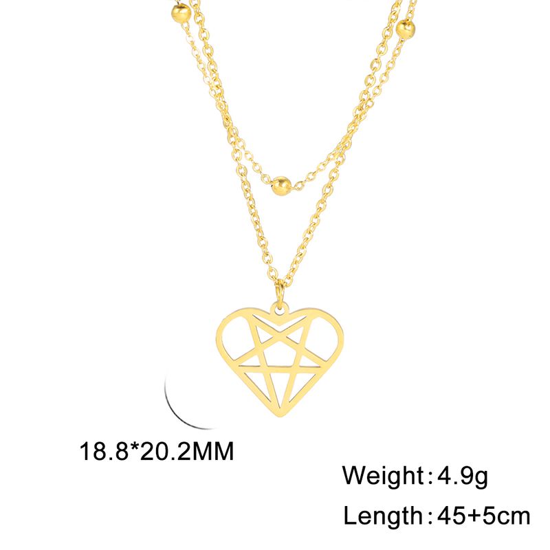 Mote Hot New Fashion Openwork Peach Heart Pentagram Pendant Halskjede Utsøkt Halskjeder Chokers Minimalisme For kvinner Lang_voghion.com