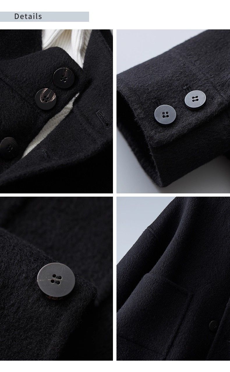 100% Wool Coat 2025 New Autumn Simple Fashion Casual Stand Collar Double-Sided Woolen Jacket Men's Trend_voghion.com