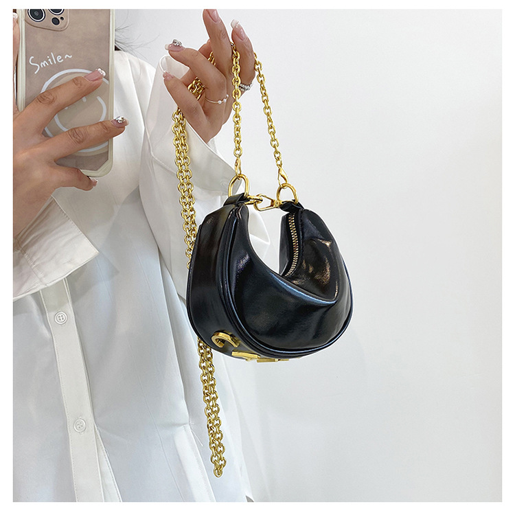 French Semicircular Niche Design Handbag for Women 2024 New High-end Mirror Chain Shoulder Bag Versatile Crossbody Bag_voghion.com