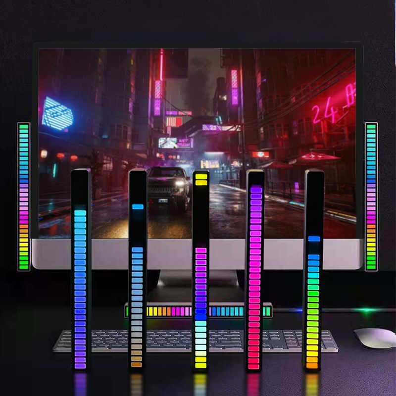 Muziekritmesensorlamp voor gamekamer, computermonitordecoratie, RGB LED-lichtstrips, chique decoratieve armaturen_voghion.com