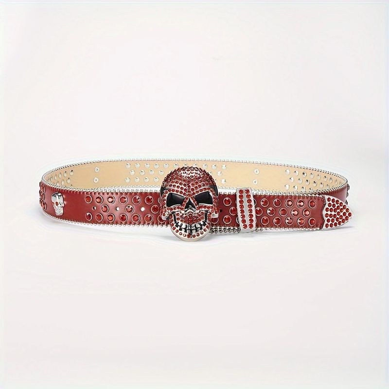 Curea gotică cu craniu, în stil punk, la modă și personalizată, pentru fete, cu cap unic și nituri, cu diamant de apă_voghion.com