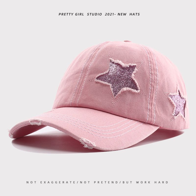 Hat female summer sun hat new solid color duck tongue cap Korean soft top washed do old baseball cap_voghion.com