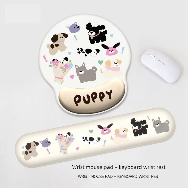 Unbeatable Quality Illustration Puppy Wrister Protective Mouse Female Wrist Pad Non Slip Laptop Keyboard Support For Home Office_voghion.com