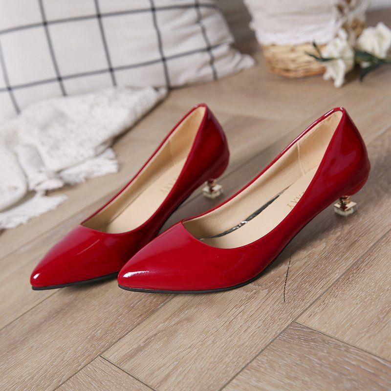 Shallow mouth pointed for women, cat sexy temperament, mid work shoes, thin heels, simple and versatile fashion women's_voghion.com