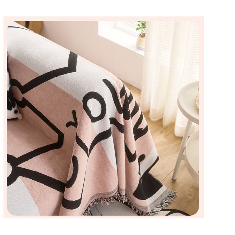 Pink Flannel Non-Slip Sofa Throw All-Season Universal Full-Cover One-Piece Design_voghion.com