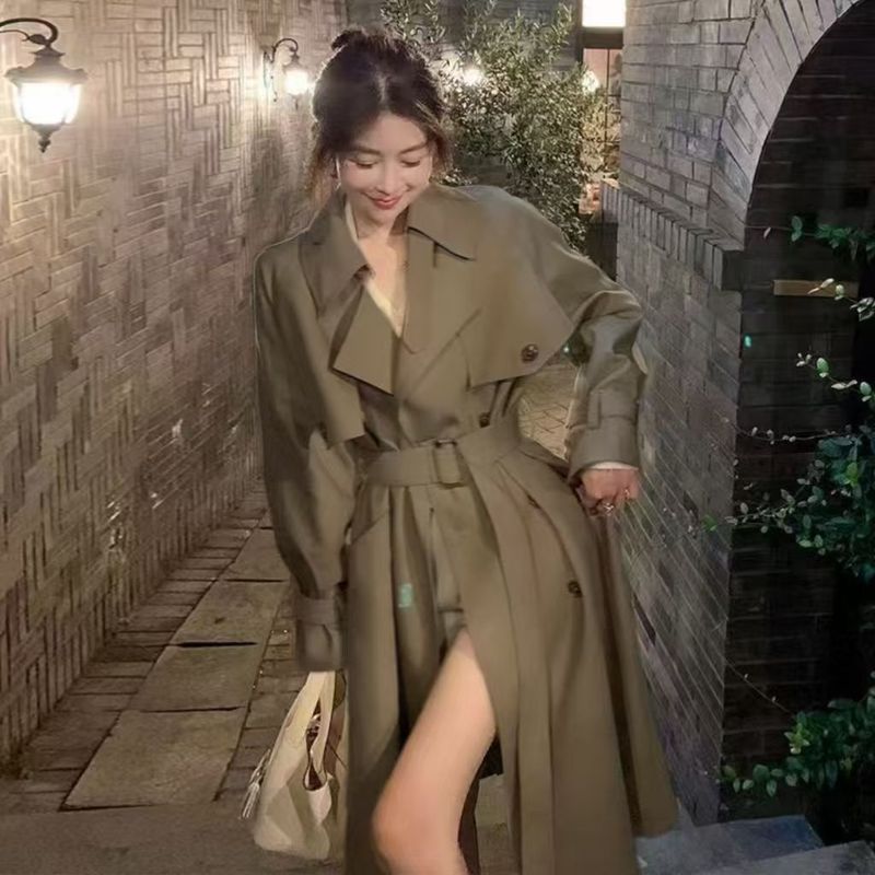 Koreaanse stijl mid-length trenchcoat lente herfst nieuwe kleine hoge Britse casual overjas voor vrouwen_voghion.com