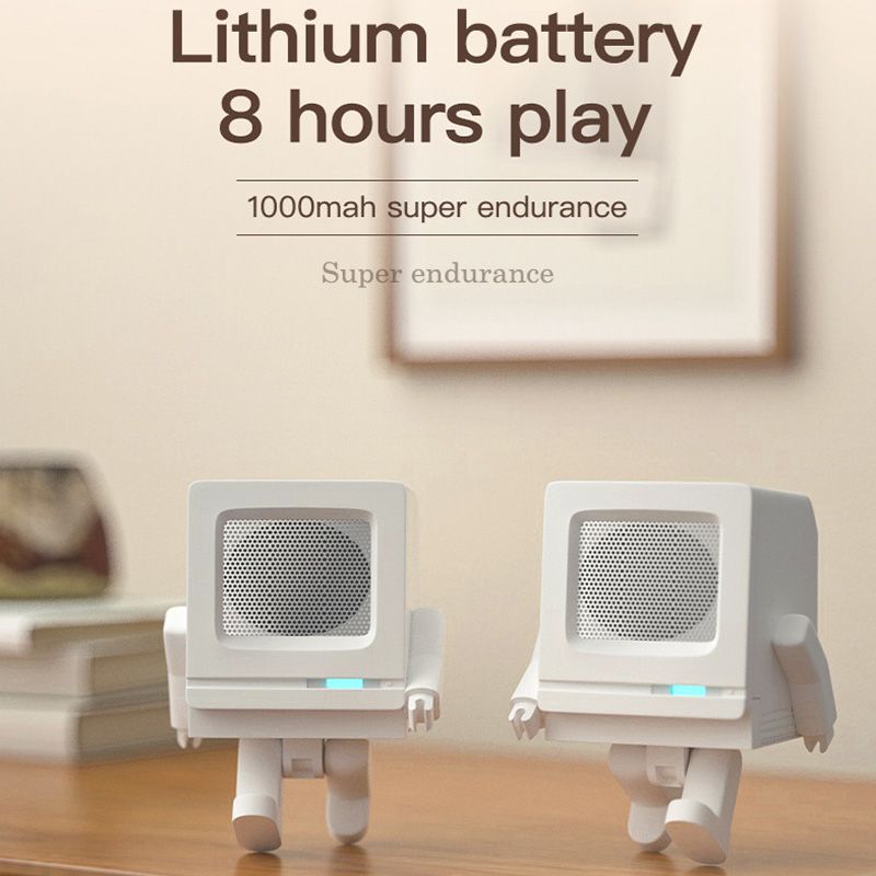 TWS Retro Robot Speaker USB Opladen Mini 5.0 Bluetooth Kleine NFC Speaker Draadloze Draagbare Buiten Audio Subwoofer_voghion.com
