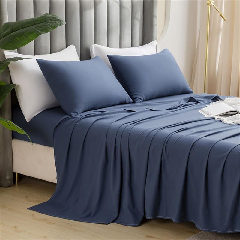 Set di lenzuola di lusso in tinta unita - 3 pezzi, lenzuolo con angoli 100% cotone, lenzuolo piano e federa. Biancheria da letto di qualità alberghiera per letto matrimoniale._voghion.com