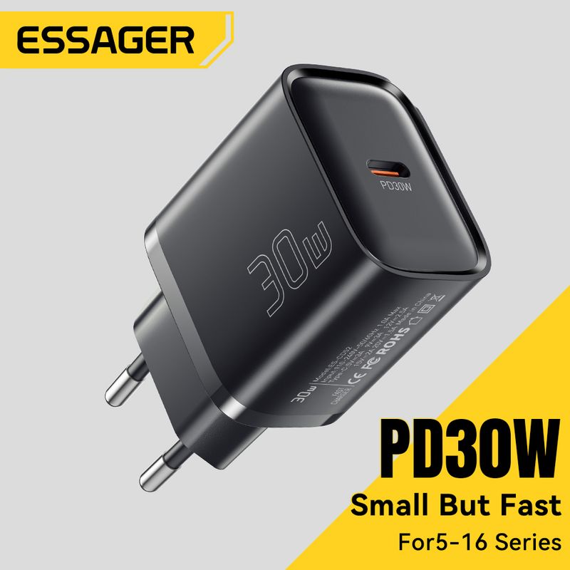 Essager Mini 30W PD QZ.0 Fast Type C Charger For IPhone 16 15 14 13 Pro Samsung S25 Xiaomi IPad Travel Adapter_voghion.com