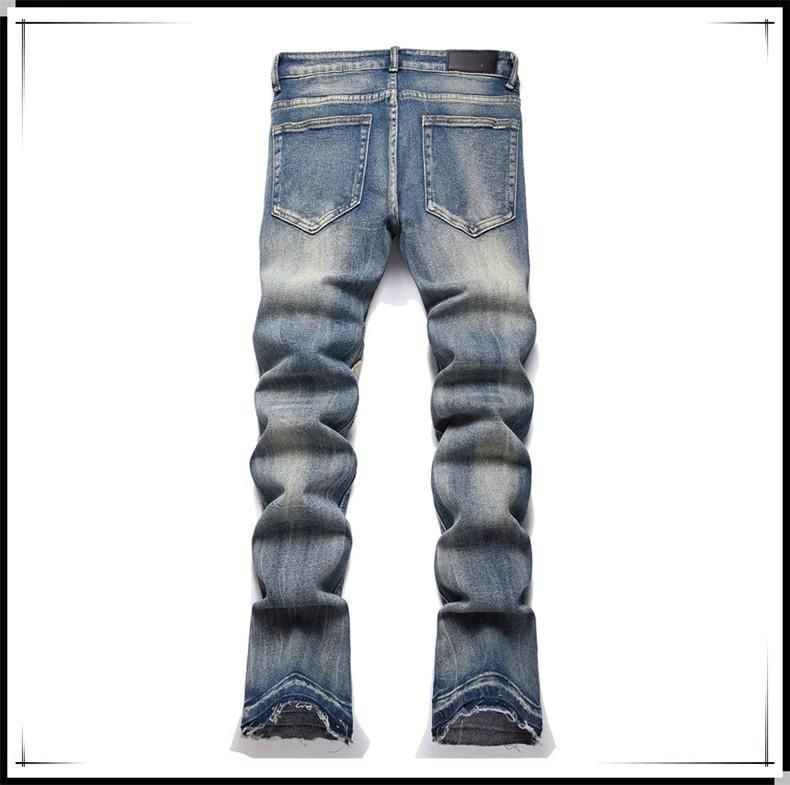 Men's Clothing Blue Embroidered Stretch High Street Straight Jeans For Men Worn Flared Denim Trousers Autumn And Winter_voghion.com
