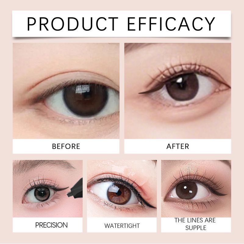 Zephoco Brown Double-Ended Waterproof Stamp Eyeliner Smooth Color Easy To Apply Multi-Occasion Portable Use_voghion.com