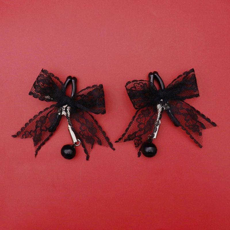 White Lace Bow Bell Anal Plug Erotic SM Flirting Stimulating Nipple Clamps Vaginal Clips_voghion.com