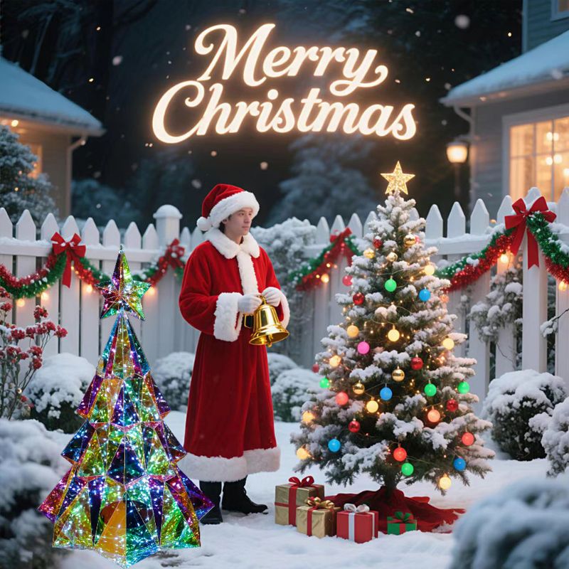 Iridescent Pine Christmas Tree Creative Ornament Winter Decoration Gift_voghion.com