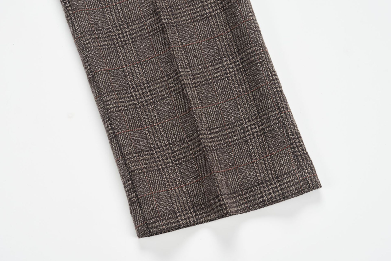 Conjunto de chaqueta de traje casual delgado a cuadros de ropa de hombre de 3 piezas_voghion.com