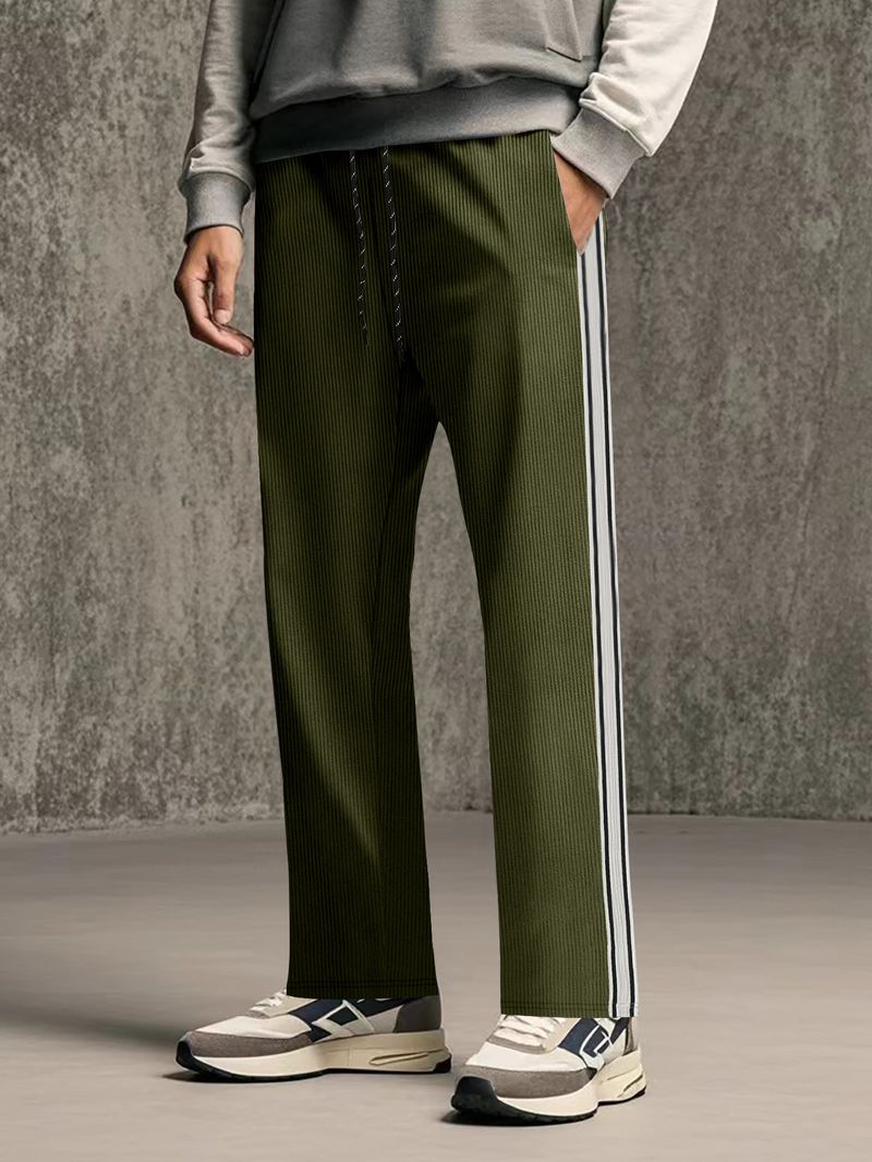 Men's Casual Corduroy Pants With Belt, Straight Leg Trousers, Multi-pocket Design, Comfortable Stretch Fabric, Multiple Colors & Sizes_voghion.com
