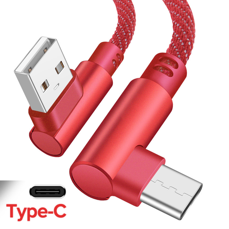 USB Micro cable 2.4A fast charger C-type cable 90 degree elbow nylon braided USB cable, suitable for Samsung/S ,_voghion.com