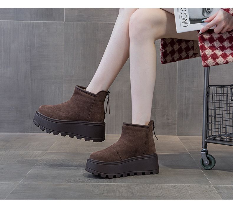Stivali da neve in stile europeo per donna, stile casual invernale 2025, versatili, bassi, con suola spessa, in pile spesso, caldi e corti_voghion.com