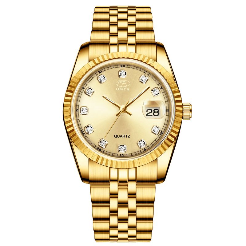 OMYA vandtætte par ure kalender rustfrit stål kvarts kjole ur sæt_voghion.com